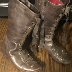 DIBA Leather Boots chocolate brown front lace up SIZE:7 VERY COMFORTABLE